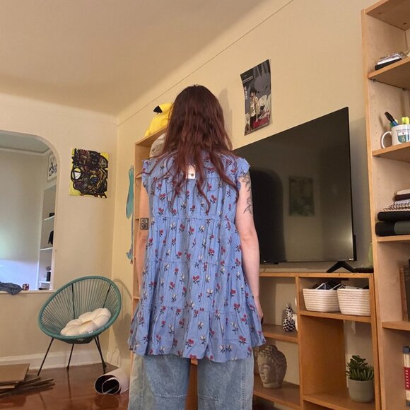 Free People Blue and Red Floral Mini Dress - Picture 3 of 10